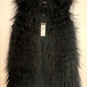 BCBG Jewel Mongolian Fur Vest